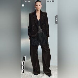 Zara ZW Collection Velvet Tapered Pants